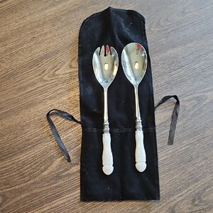 Elegant Stainless Serving Utensils With Pearlized Handles